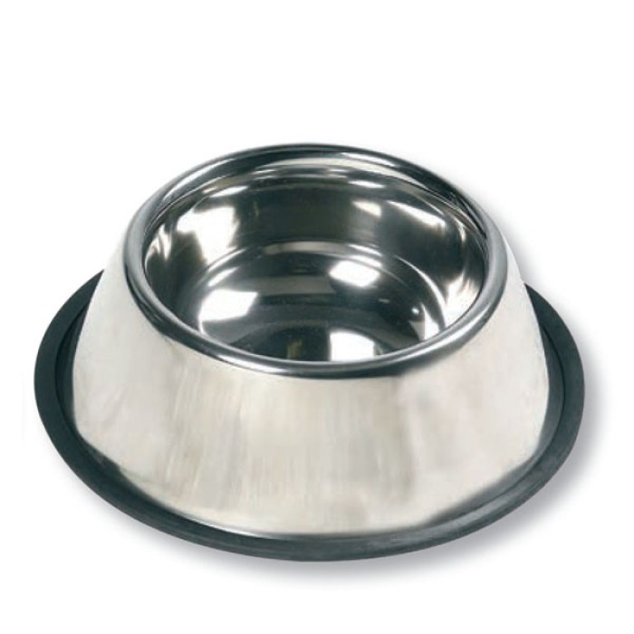 Flamingo  Dish Rubber Rim ФЛАМІНГО РУБЕР РИМ миска для собак, з гумовим обідком, нержавіюча сталь, 0.47 л., d=13 см.